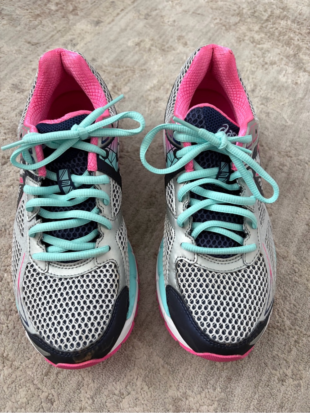 NWOB ASICS GT-2000 Womens Gray Pink Aqua Athletic Running Sneakers Shoes Sz 8.5